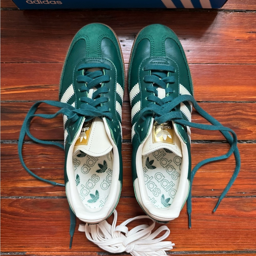 Adidas Collegiate Green Leather Sambas